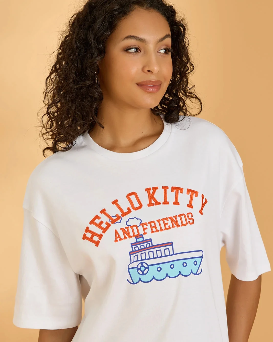 Ladies Oversized Hello Kitty and Friends T‑Shirt My Melody Cinnamoroll Graphic Print Short Sleeve Casual Cotton Summer Tee