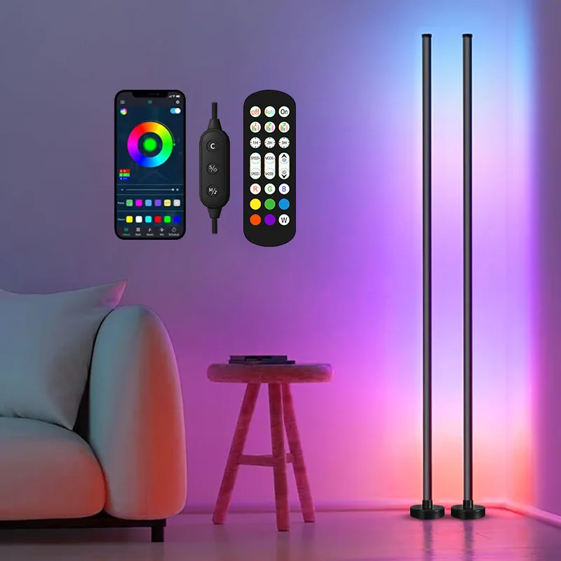 USB الطاقة 120 سنتيمتر الدائمة LED ليلة مصباح عكس الضوء RGB ترايبود مصباح أرضي مع جهاز التحكم عن بعد لغرفة النوم غرفة المعيشة حفلة عيد الميلاد ديكور