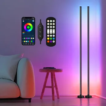 USB 전원 스탠딩 LED 야간 램프, 밝기 조절 RGB 삼각대 플로어 램프, 리모컨 포함, 침실 거실 크리스마스 파티 장식, 120cm