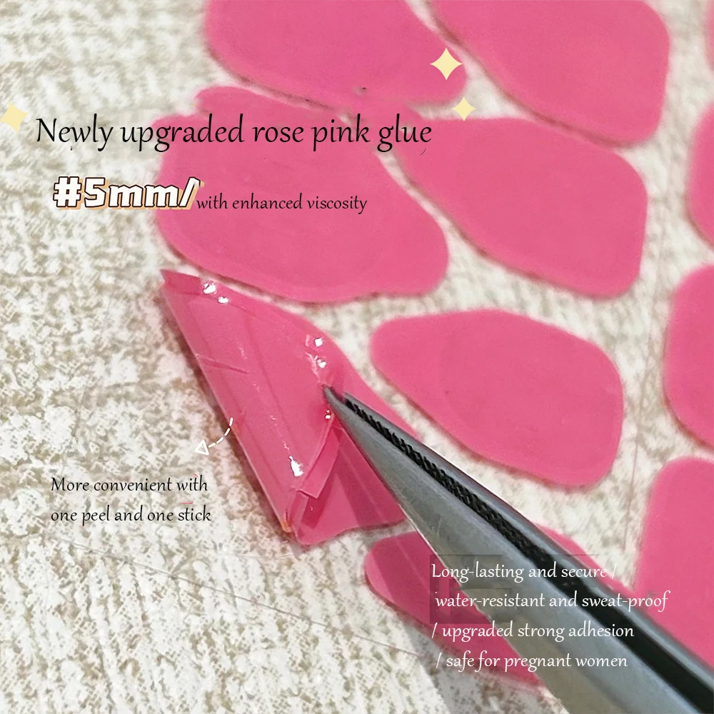 10Pcs Newly Upgraded Rose Pink Jelly Nail Glue Stickers 5mm Thickness Enhanced Viscosity Waterproof & Sweat-Proof Pregnant-Frien