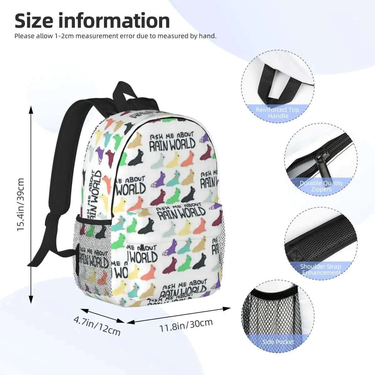 Ask Me About Rain World mochilas para niños y niñas, mochila escolar informal para niños, mochila para computadora portátil, bolsa de hombro de gran capacidad