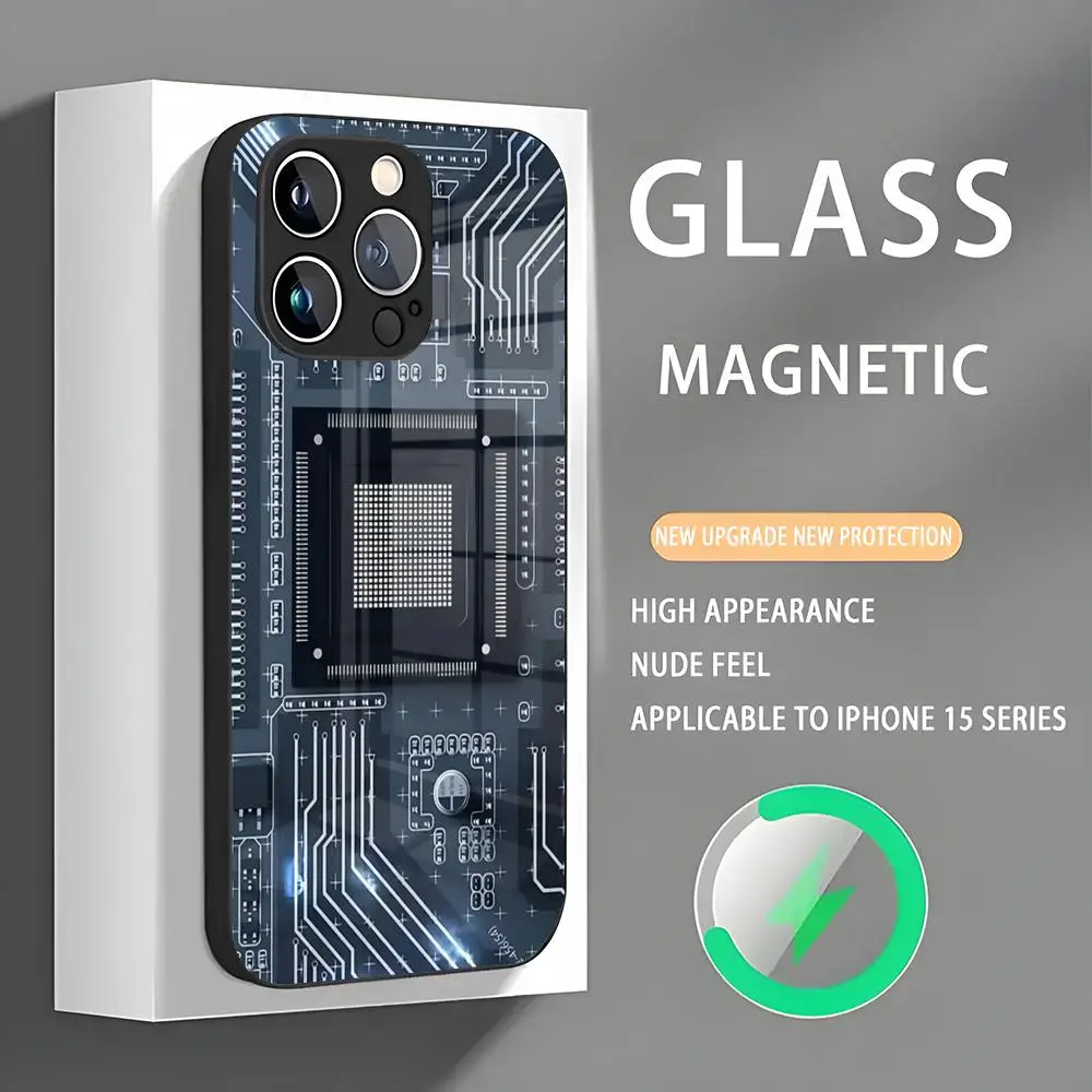 Computer Motherboard Dentro Placa Mae Phone Case Iphone 16 Pro Max Case 15 14 13 12 11 X XR XS XSMAX 8 Plus Mini Pro Max Glass