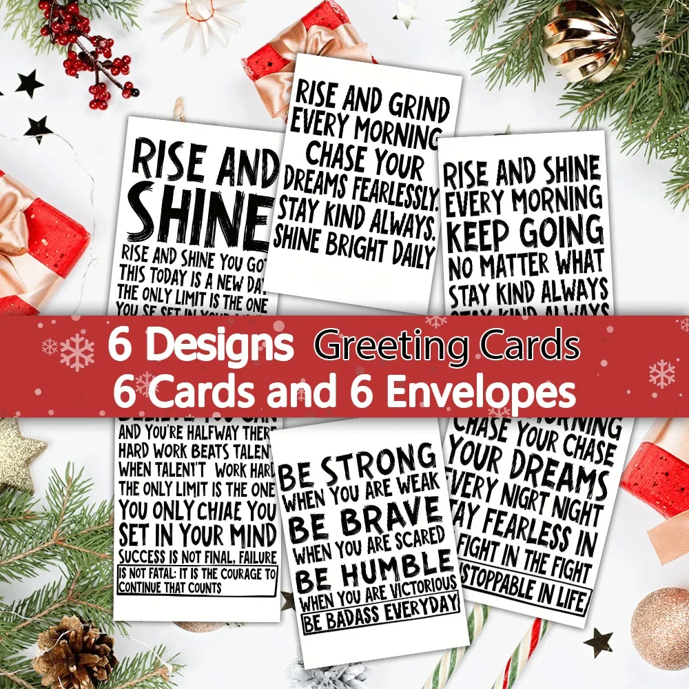 

12 комплектов (6 открыток + 6 красных конвертов) с вдохновляющими цитатами, 6 дизайнов, с красными конвертами, вдохновляющие открытки.