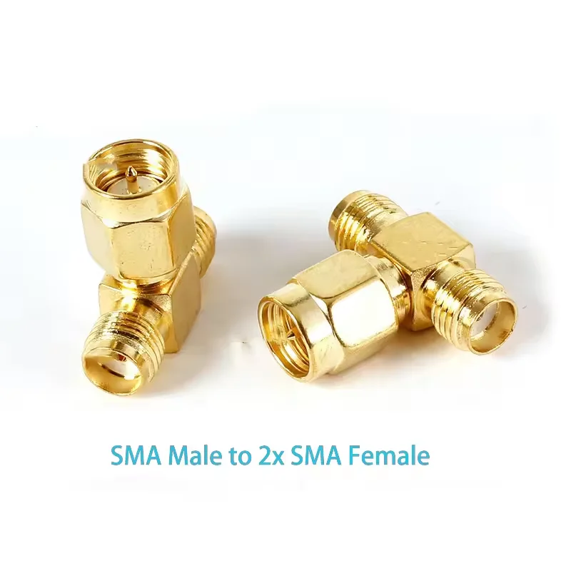 1 PCS SMA Adaptador de 3 vias SMA Macho para Dual 2 SMA Fêmea Divisor "T" Tipo Adaptadores de conector