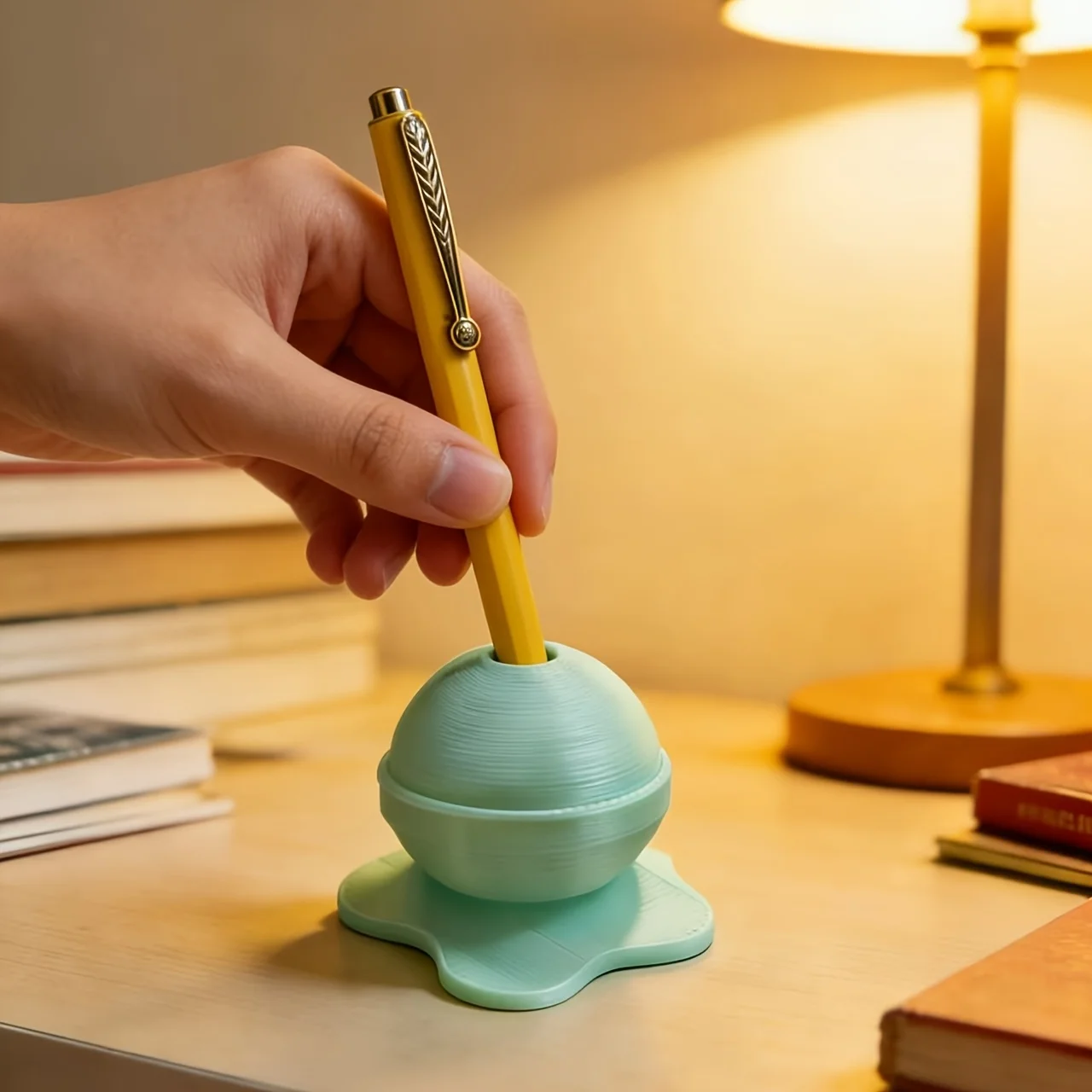 1-Piece Lollipop-Shaped Pen Holder with Unique Design, Creative 3D-Printed Melting Lollipop Shape, Stable Color, Realistic and Delicate, Great Gift Item