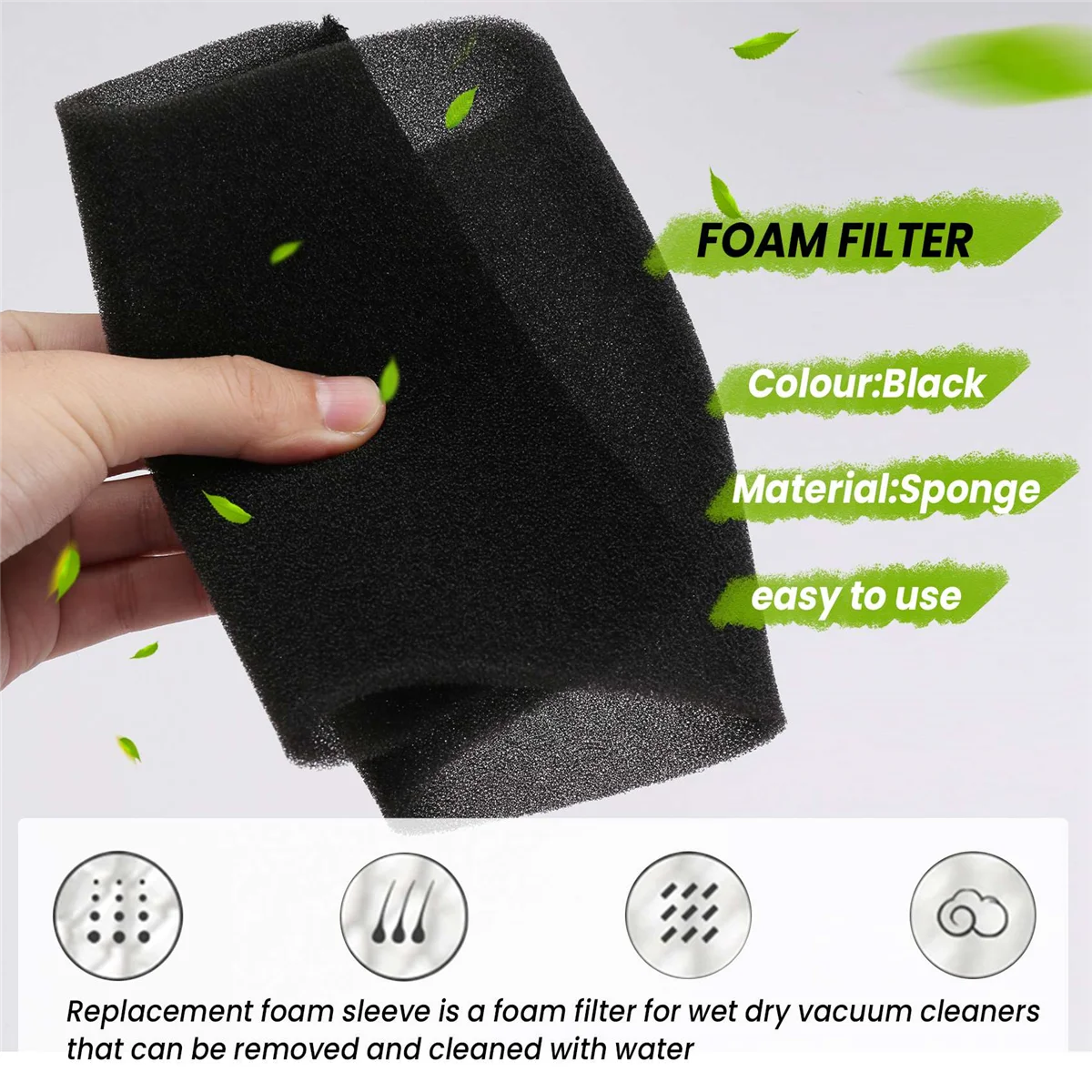 

B66C 2Pcs Wet and Dry Foam Filter for Karcher WD NT Series Accessories MV1/WD1 /WD2 WD3 2.683-016.0