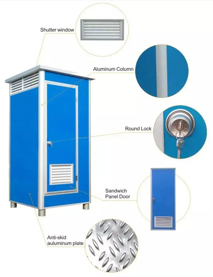 Portable Mobile Outdoor Bathroom Low Cost Construction Site Portable Toilet