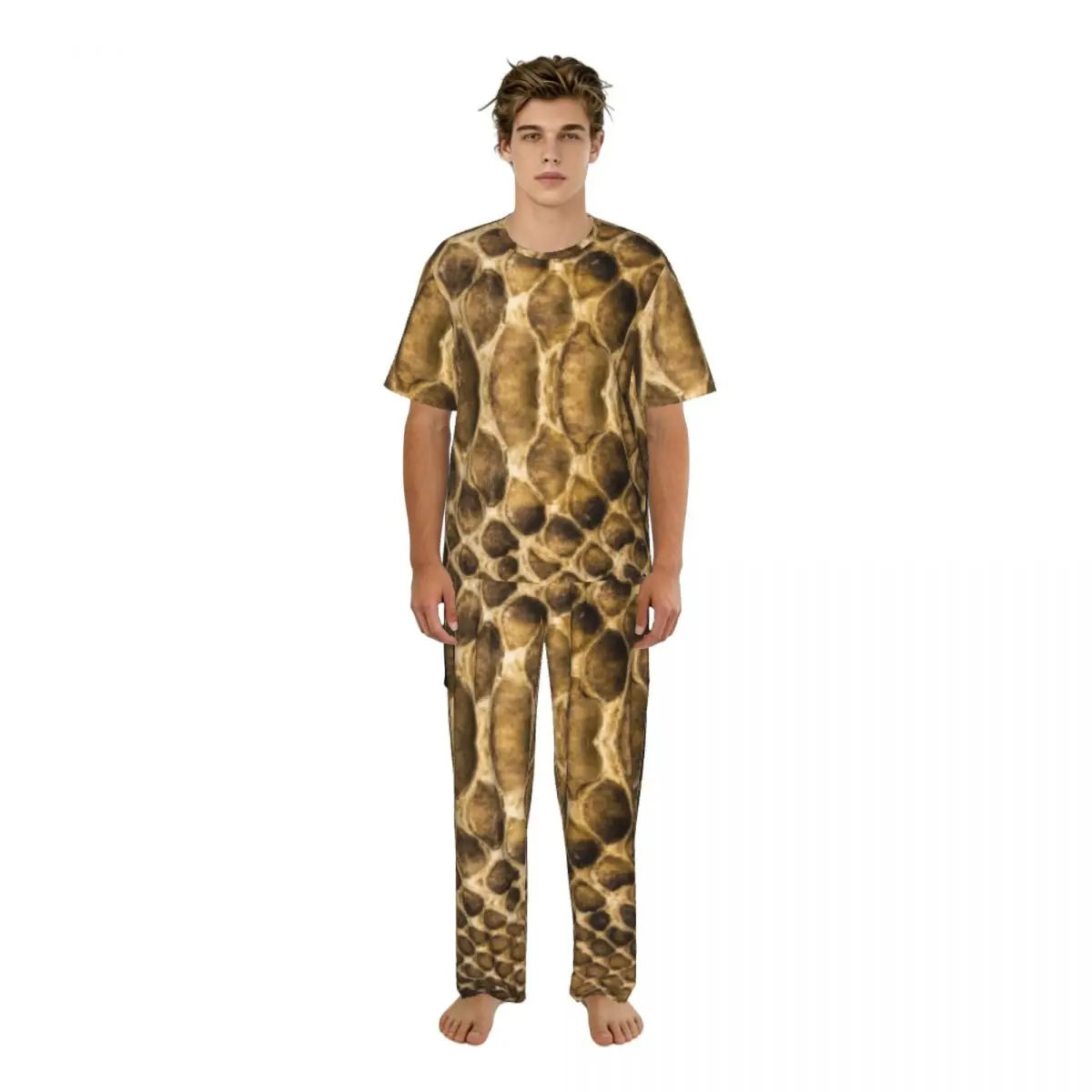 

Men's short-sleeved pajamas two-piece trousers Snake Skin home wear suit sleepwear