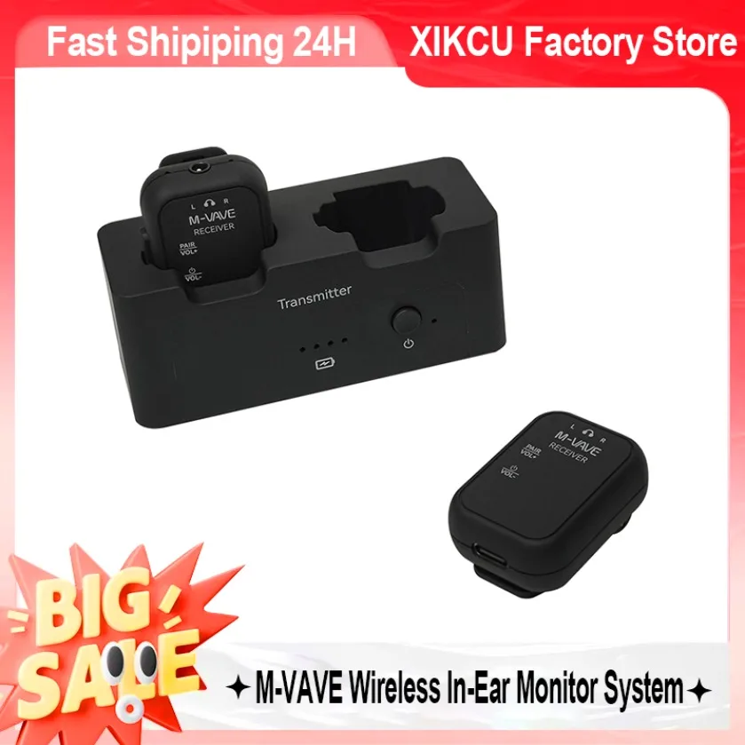 M-VAVE SWS12 Dual Receiver Wireless IEM System Integrated Charging Base LED Indicator for Home Studio Recording Monitoring