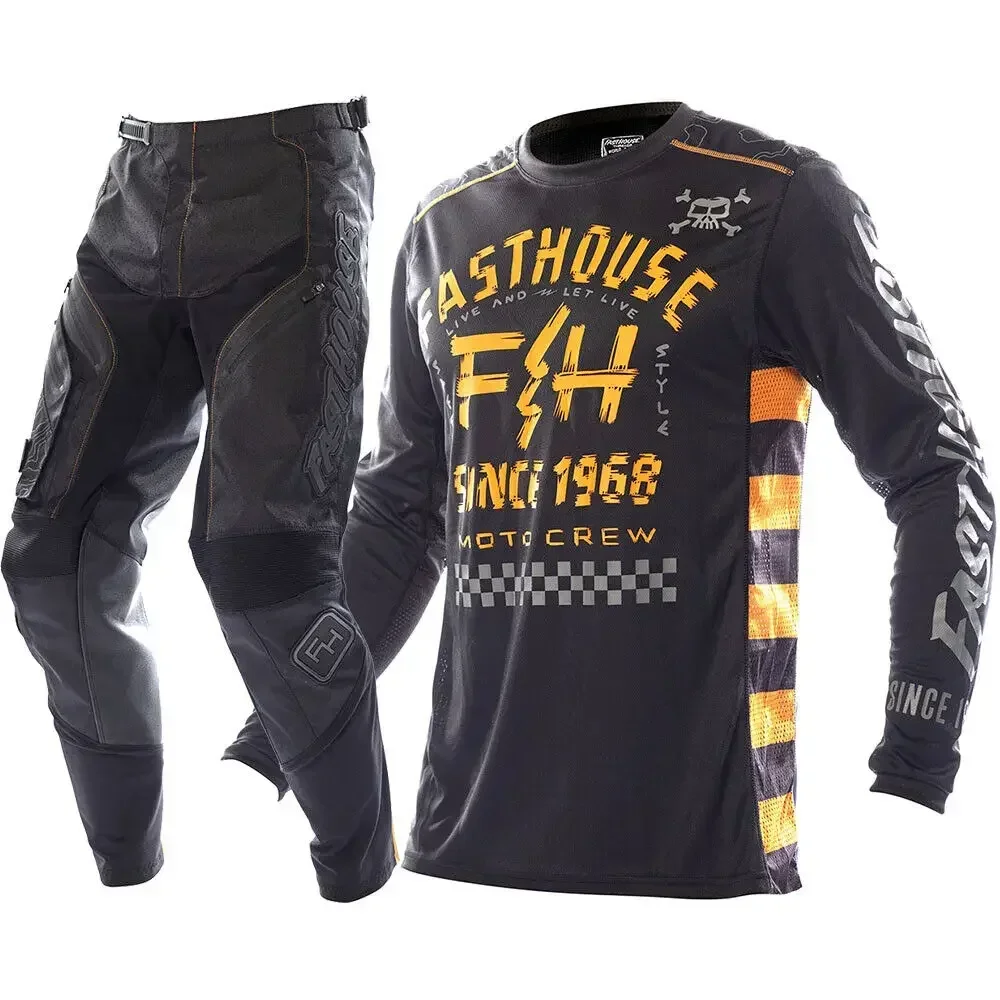 

2023 for FH Black MX Suit Motocross Gear Set Off Road Jersey Set With Pocket Dirt Bike Jersey And Pants Moto Racing Clothing D