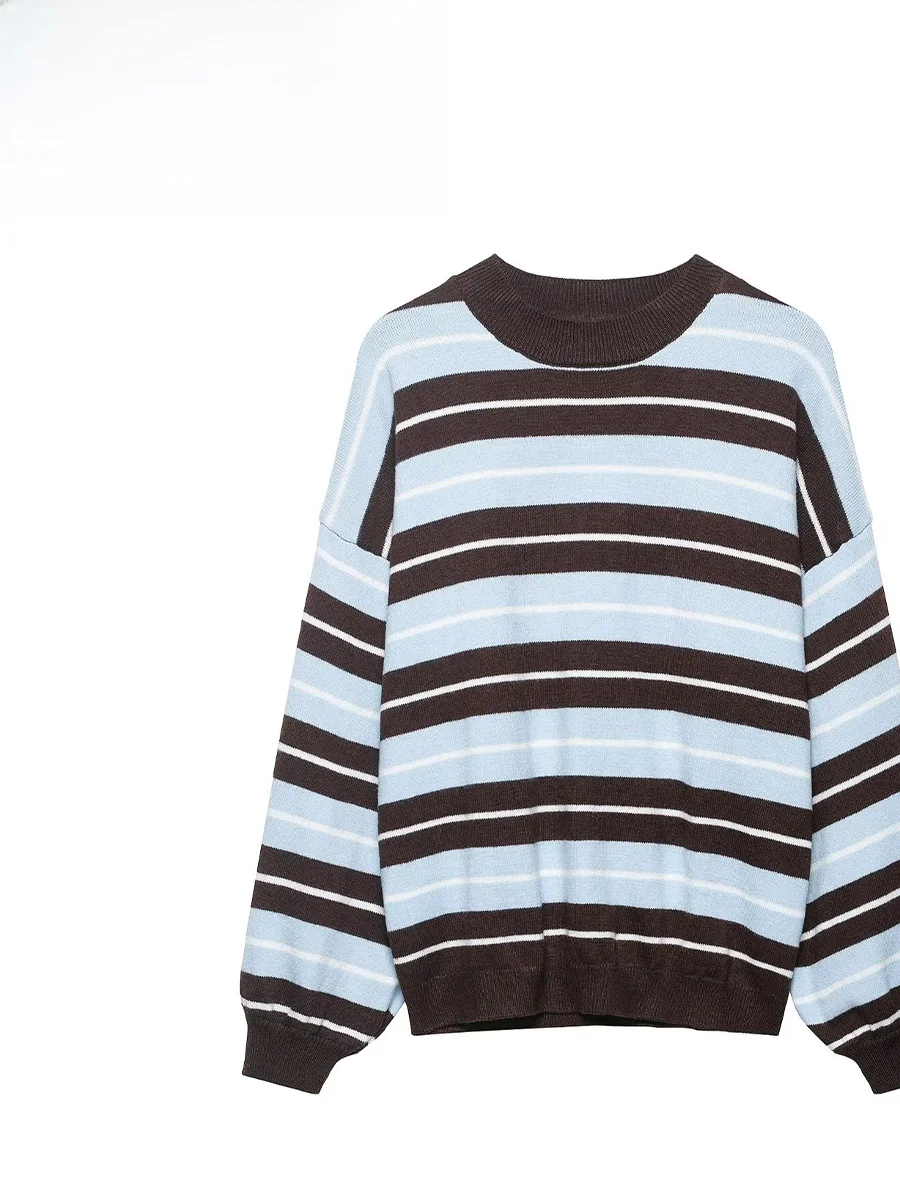 

ZARK Весенняя модная трикотажная одежда с круглым вырезом, в полоску, женская, с длинными рукавами, из полиэфирного волокна, стильная, элегантная, в европейском стиле