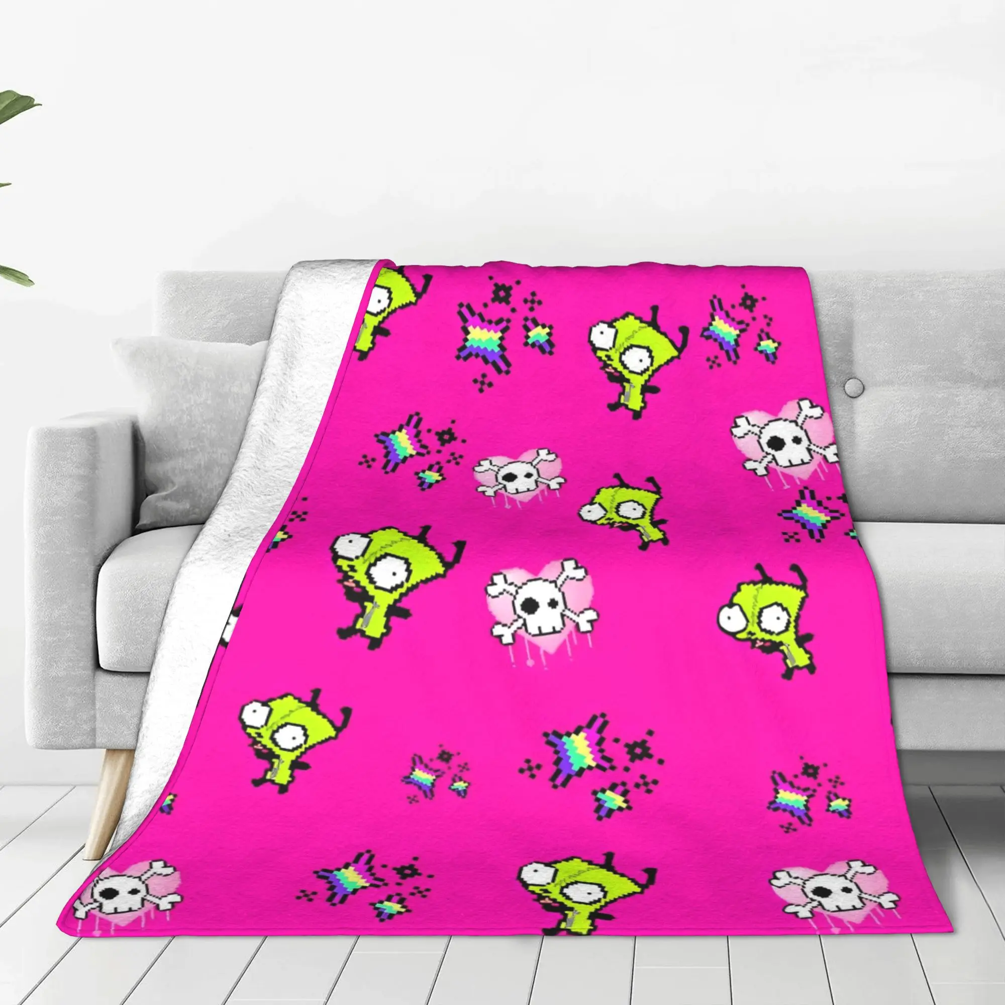 

Invader Zim Gir Dib Robot Blankets Flannel Autumn/Winter Multifunction Ultra-Soft Throw Blankets for Bed Outdoor Bedspread