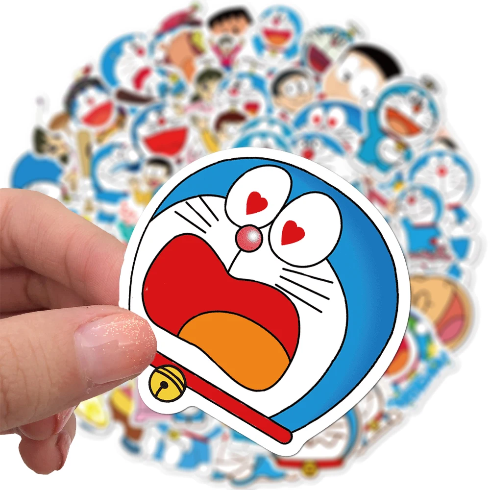 50pcs Anime Doraemon Stickers Waterproof Laptop Guitar Skateboard DIY Decoration Cute Book Phone Case Kawai Kids Sticker Pack