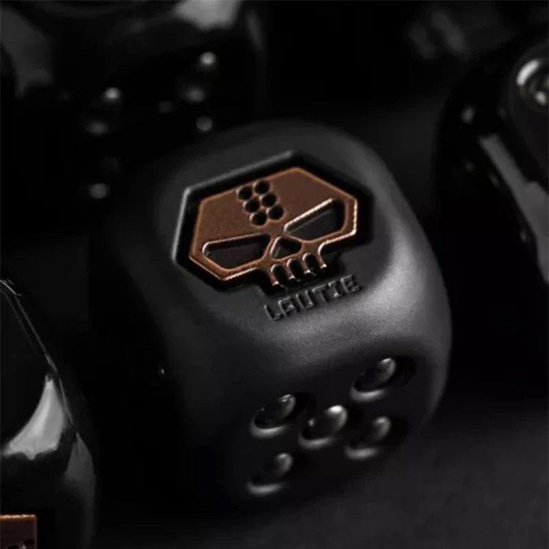 Lautique Polyhedron Metal Dice, Black Tech Pingente, Descompressão Faca Beads, EDC, Sorte