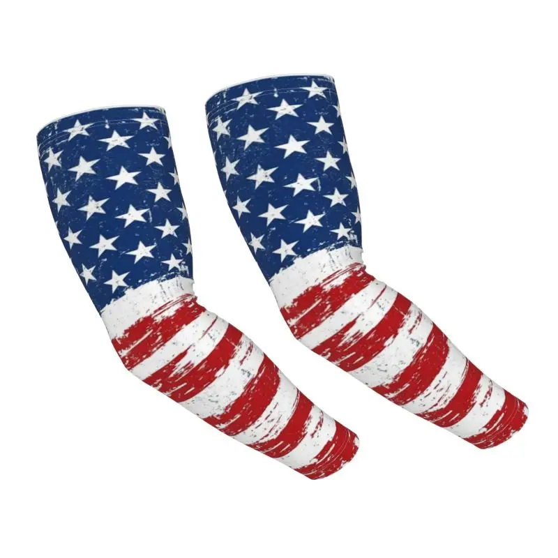 

[American flag arm cover] 1 pair, American flag compression arm cover - patriotic Stars and Stripes design, cool fabric, suitable for outdoor sports such as baseball and football, unisex sports accessories, elastic fit