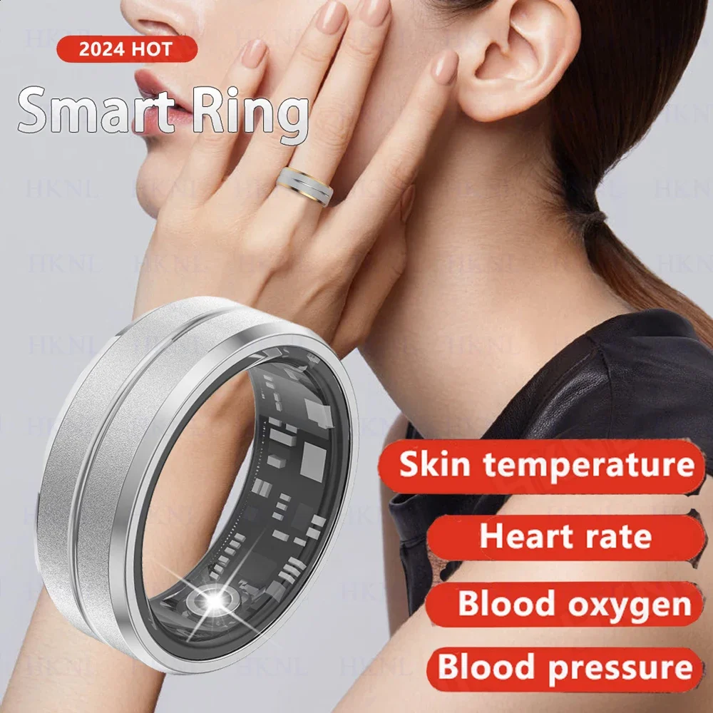 Anillo inteligente para mujer, frecuencia cardíaca, oxígeno en sangre, presión arterial, temperatura, calorías del sueño, salud, anillos de seguimiento de Fitness multilingüe para hombres