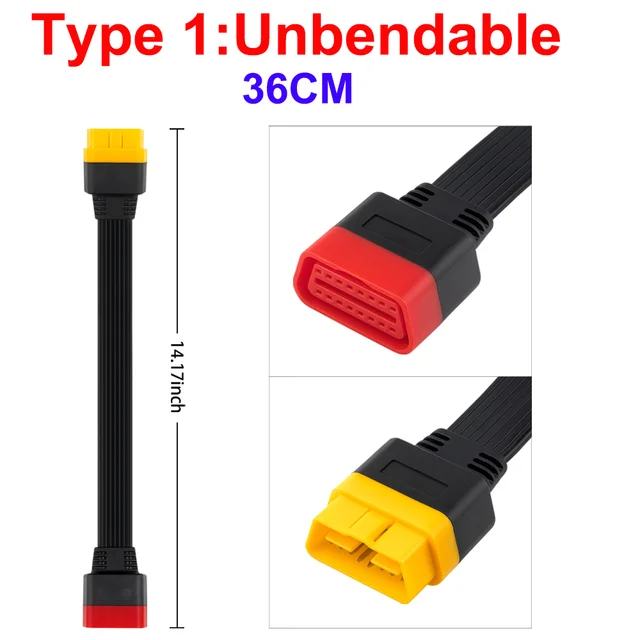 Устойчивый к изгибам удлинительный кабель OBD2 36 см для Launch X431 IDiag/Easydiag 3.0/X431 M-Diag/X431 V/V+/5C PRO