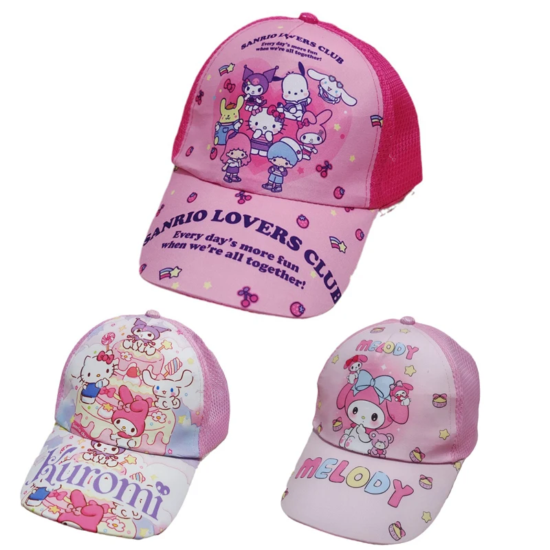 MINISO Kids Sanrio Melody Sanrio for Student Outdoor Sports Sunscreen Hat Printed Breathable Adjustable Caps - Mesh hat