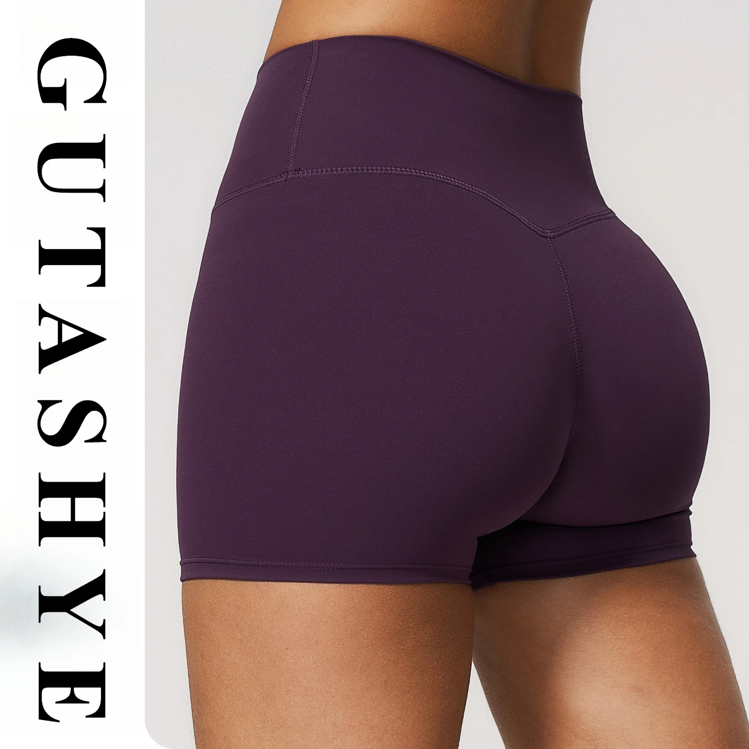 Women Warm Brushed Fitted High Waist Peach Hip Yoga Shorts Outdoor Running Gym Multi-scene All-match Fitness Short Bottoms