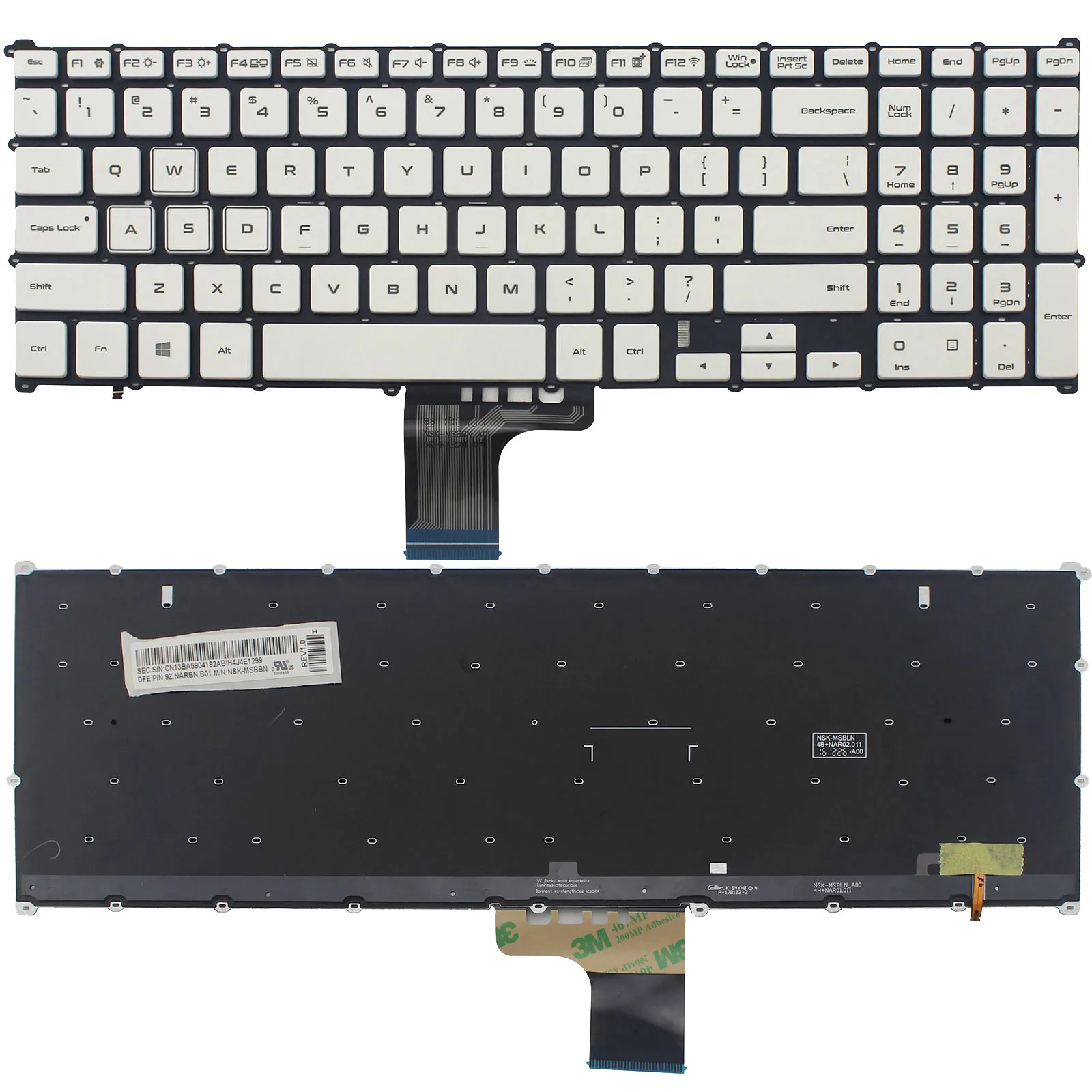 Teclado portátil retroiluminado para Samsung, EUA e Coréia, NT800G5M, NP800G5M, 800G5M, 8500GM, NSK-MSBBN, Branco US KR Layout