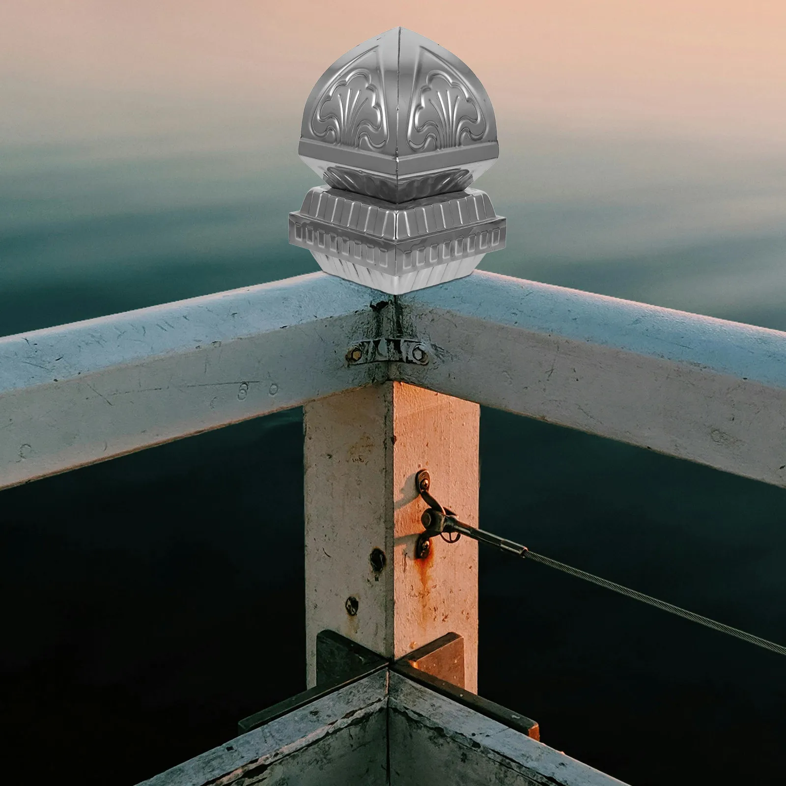 Metal Fence Finial Cap Stainless Steel Post Top Decor for Fences Stair Handrails Lawn Decoration Replacement Finial Outdoor