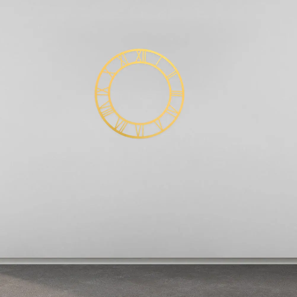 

2Pcs Round Mirror Wall Clock Sticker Roman Numeral Design Acrylic Reflective Wall Decal for Living Room Hallway Entryway