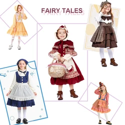 Purim Fairy Tale Costume For Girl Little Red Riding Hood Match Girl Detective Police Cosplay Costume Kids Haiioween Clothing
