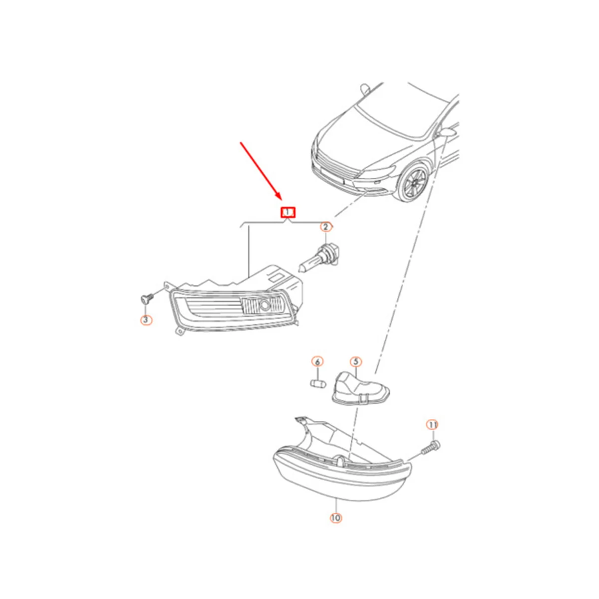 Right Front Bumper Fog Light Assembly 3C8941700 for VW Passat CC 2012-2017 Car Fog Lamp Styling with Halogen Bulb