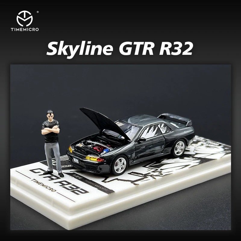 TM In Stock 1:64 Skyline GTR R32 Caricature Diecast Diorama Car Model Collection Toy Time Micro