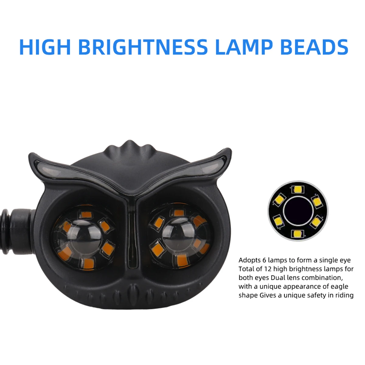 2PCS Dual Color Motorcycle Headlight Owl Style Motorcycle Driving Light Headlight Motorbike Scooter Fog Lamp Running Lights