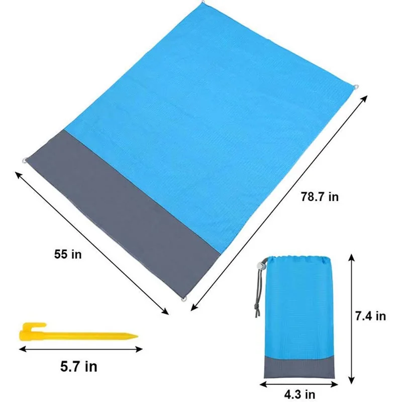 2x2.1m Waterproof Pocket Beach Blanket Folding Camping Mat Mattress Portable Lightweight Mat Outdoor Picnic Mat Sand Beach Mat