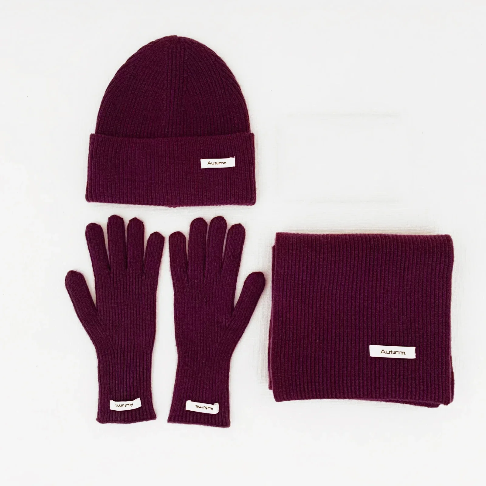 Garnet Hill Burgundy Cashmere Knit Hat and Gloves Set CC Burgundy Hat & Mittens Set New | Mercari main image 3