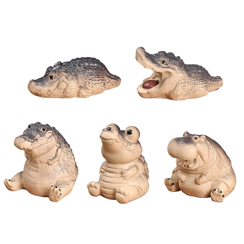 1PC Boutique Purple Sand Tea Petting Little Crocodile Tea Pet Ornaments Handmade Tea Ceremony Tea Play Financial TeaTable Gift