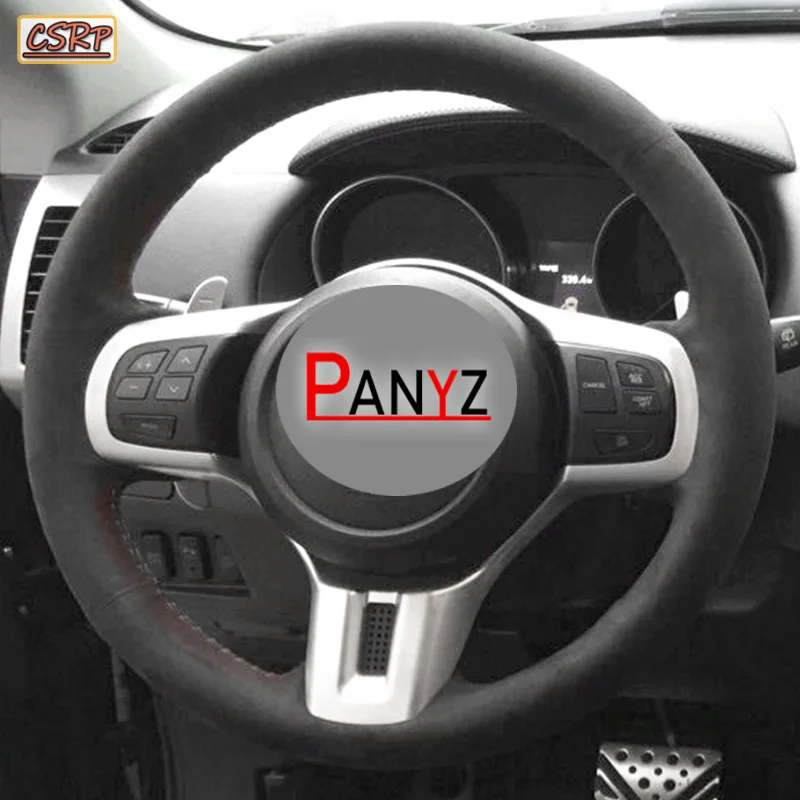 For Mitsubishi Lancer Evolution10 EVO X 10 2008-2015 Braid Car Steering Wheel Cover Full Coverage Suede&carbon Fider Accessories