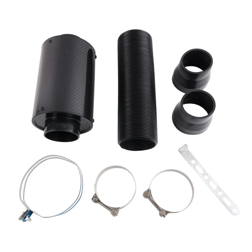 hot sale Universal Car 3 Inch Carbon Fibre Cold Air Filter Feed Enclosed Intake Induction Pipe Hose Kit