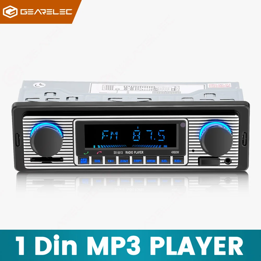 1DIN In-Dash Car Radio Remote Control Digital Bluetooth Audio Music Stereo 12V Car Radio Dual Knob MP3 Player USB SD FM Receiver