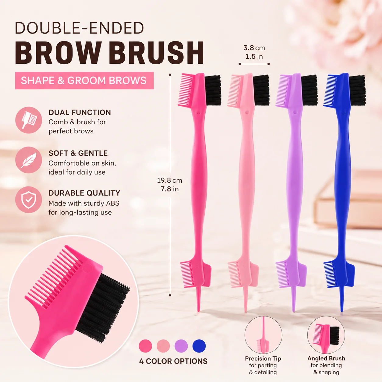 Beauty Makeup Tools - فرشاة حواجب مزدوجة الطرف مع مشط