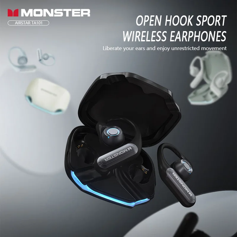 MONSTER T101 سماعة لاسلكية تعمل بالبلوتوث سماعات ذكية للحد من الضوضاء 14 ملم سائق ديناميكي وحدة كبيرة، تصميم مريح #4