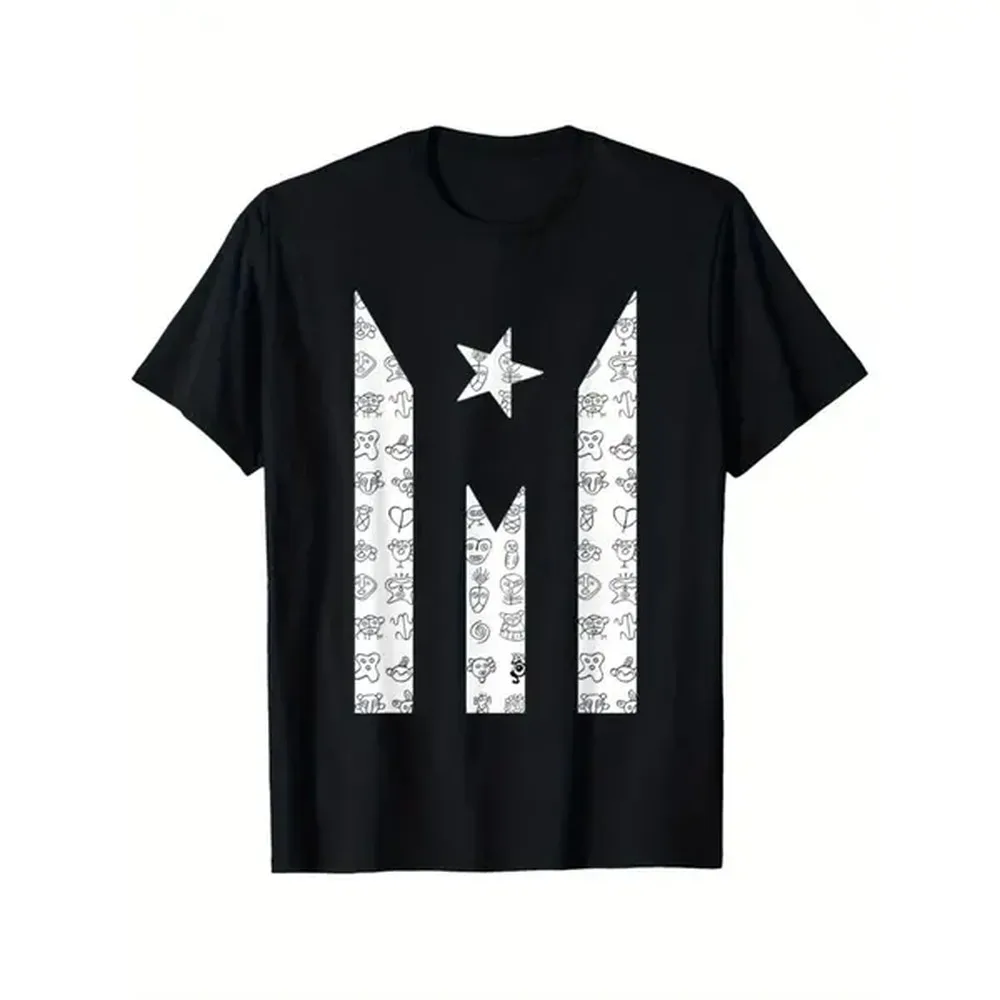 100% Cotton Golf Gift T-Shirt For Men and Women Puerto Rico Pride Flag T-Shirt For Men Featuring Taino Symbols In Soft Cotton With Comfortable Round Neck And Short Sleeve Design