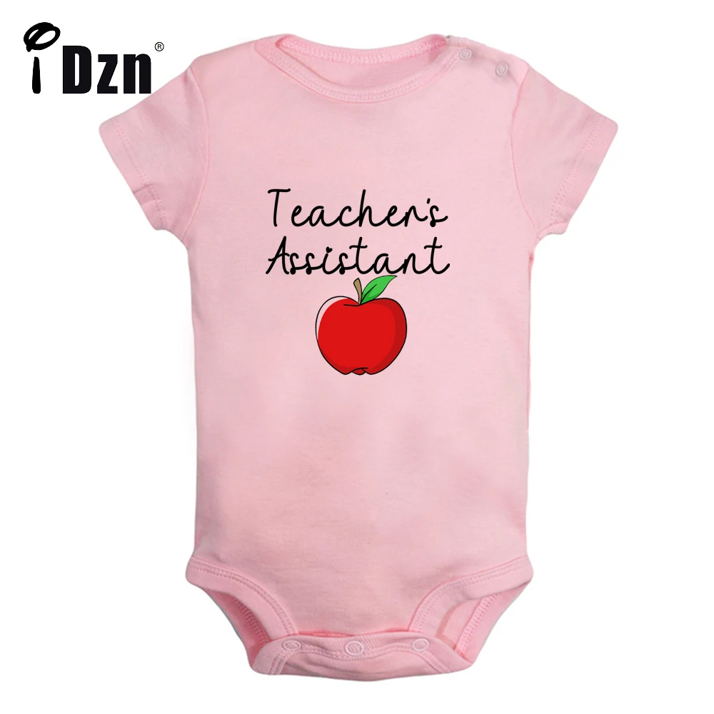 

Teacher's Assistant Baby Boys Funny Bodysuit Baby Girls Letter Printed Rompers Cute Infant Short Sleeves Jumpsuit Cotton Clothes