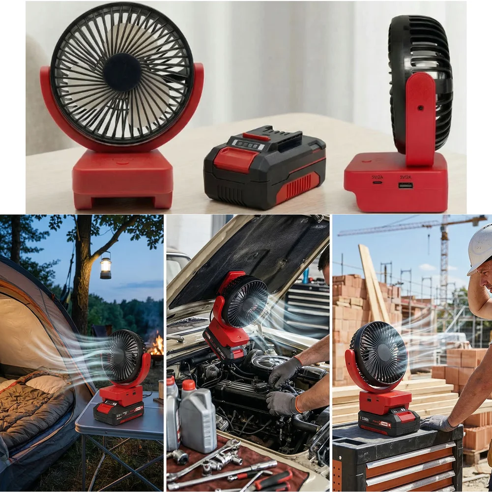 18V Cordless Cooling Fan For Power X-Change Battery With USB Port 3 Gear Wind-Speed Industrial-Design For Home Garden Workshop