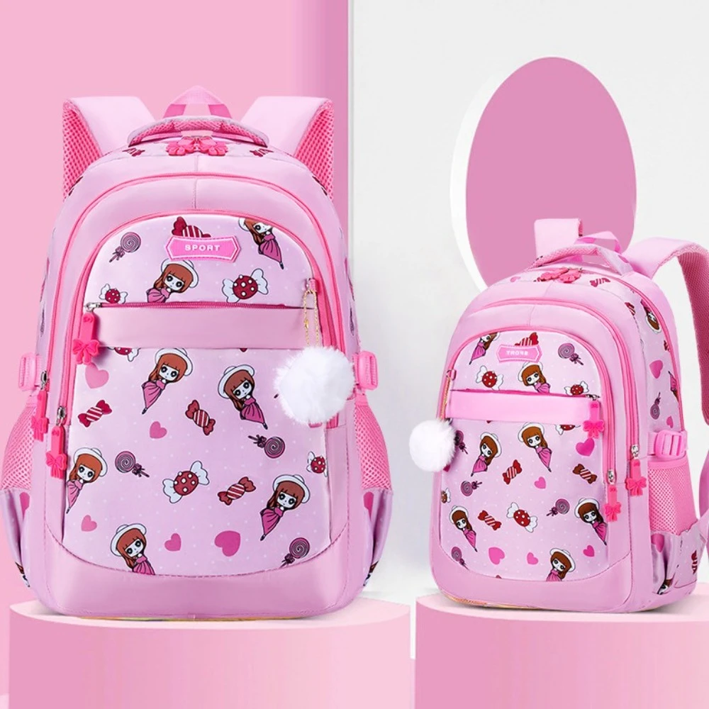 

Princess Style Primary School Schoolbag Large Capacity Waterproof Cartoon Printed Backpack Lightweight Adjustable Straps