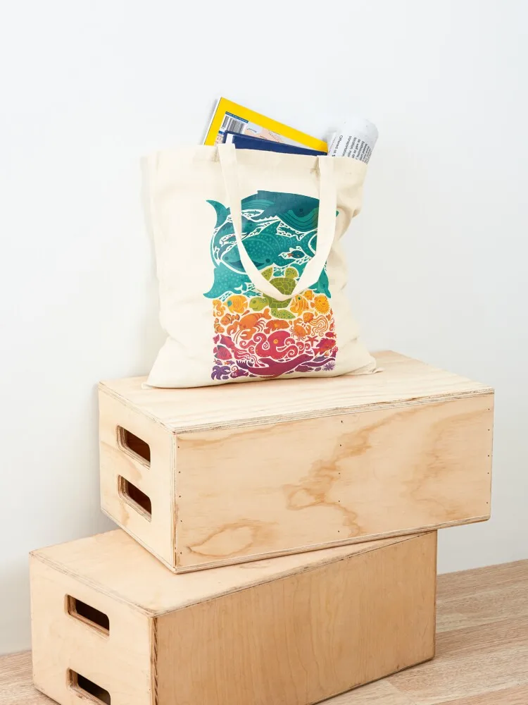 Aquatic Spectrum : Light blue Tote Bag university shopper bag eco pack tote bag canvas Cloth