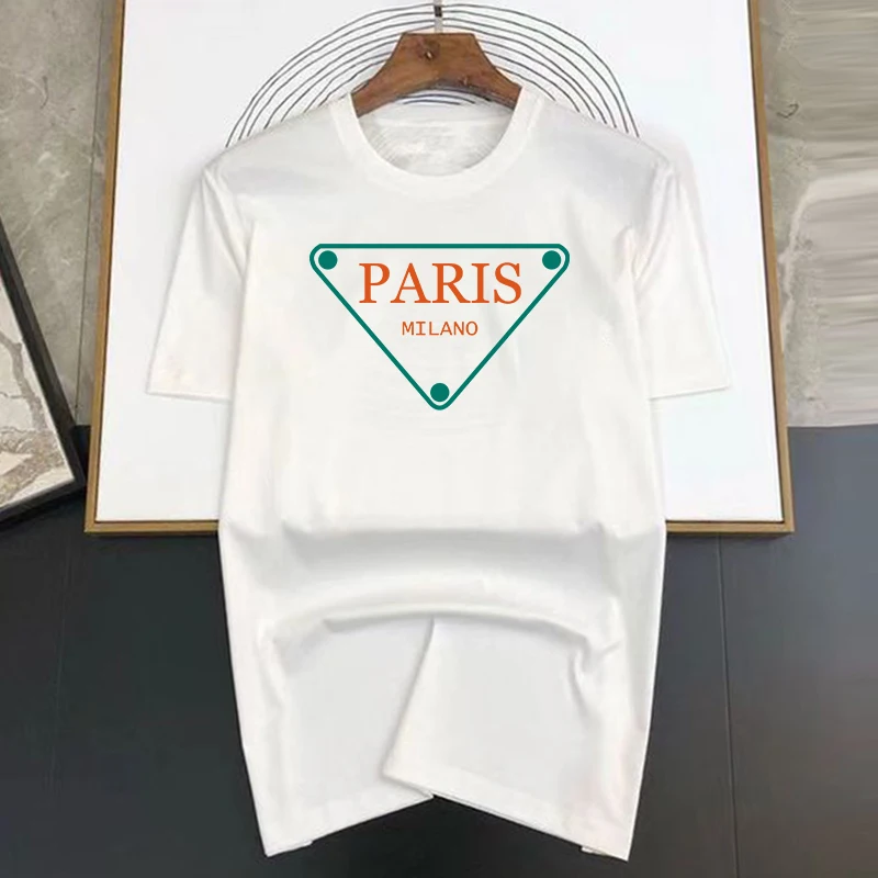 Luxury Brand PARIS Pattern Print T Shirt For Man Summer Vintage Unisex Oversized T-shirt Y2k Tops Short Sleeve Men's