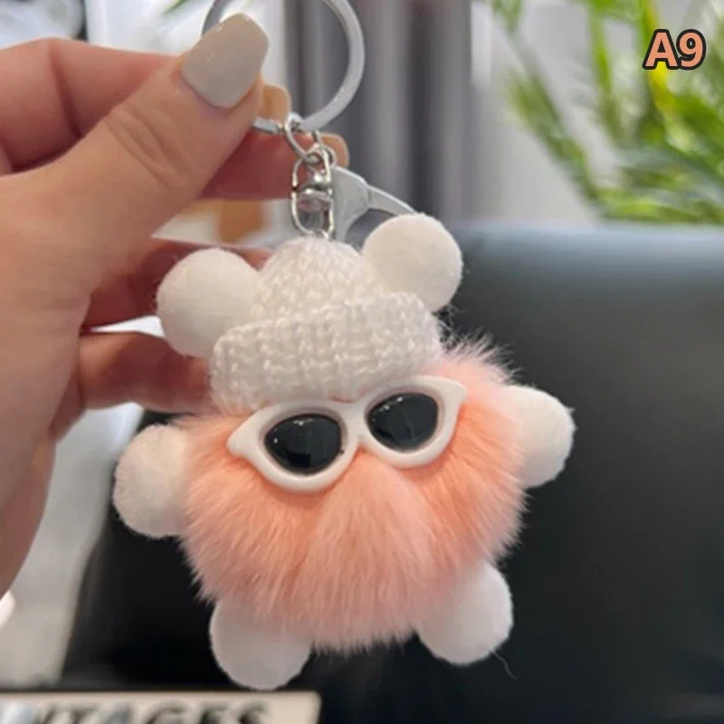 Mini Rex Rabbit  Keychain Fluffy Key Chains Trinkets Pom Pom Keychain Trinket Pompons Keychains image 3