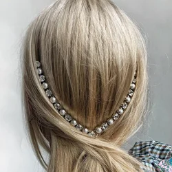 Luxury Crystal Pearl Hair Comb V Shape Wedding Tiara Accessories Elegant Indian Girls Party Bridal Hair Combs Jewelry for Women