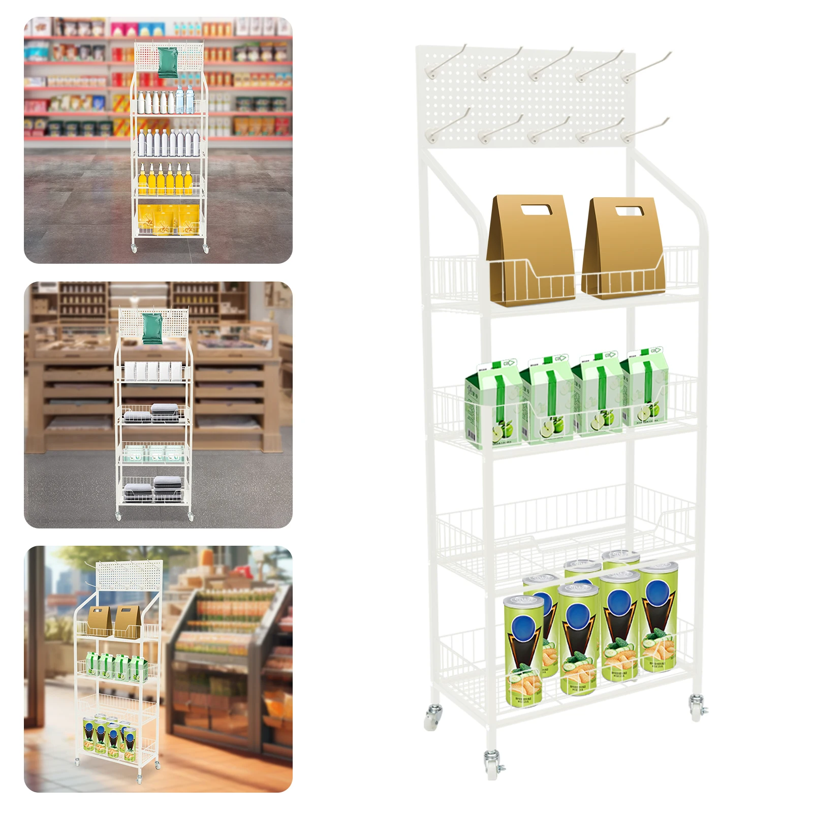 Retail Display Rack Wire Grid Store Market Snack Display Stand Kitchen Organizer