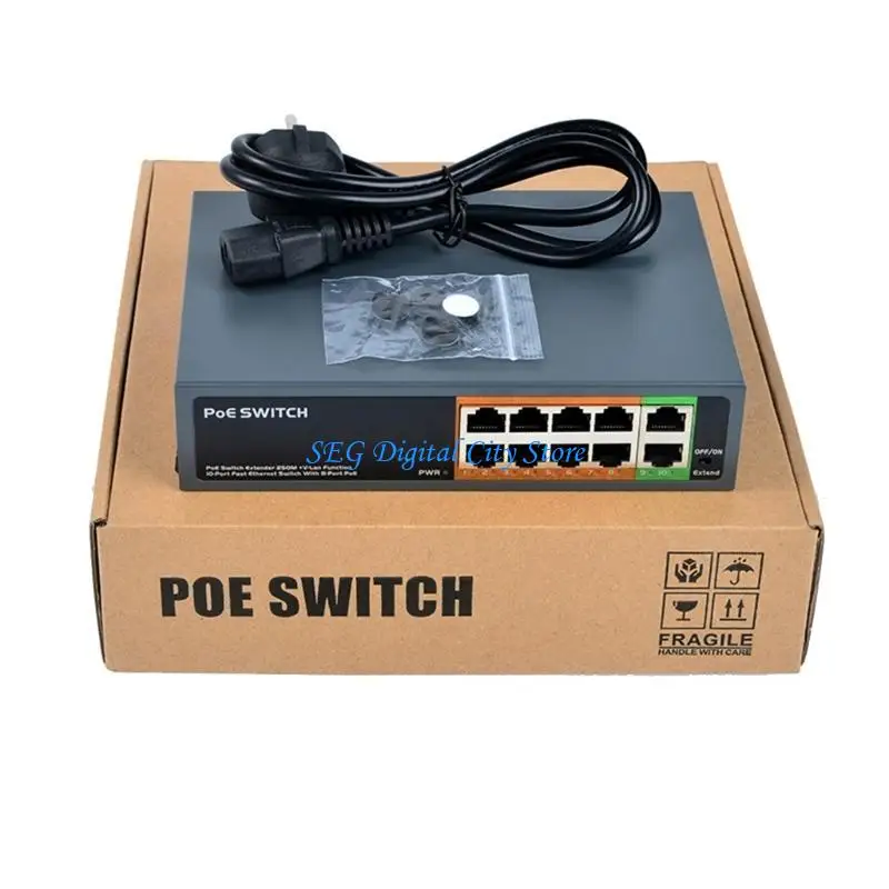 

U75B 10-портовый коммутатор Gigabit Ethernet с 8 портами PoE+ и 2 портами Uplink для подключения
