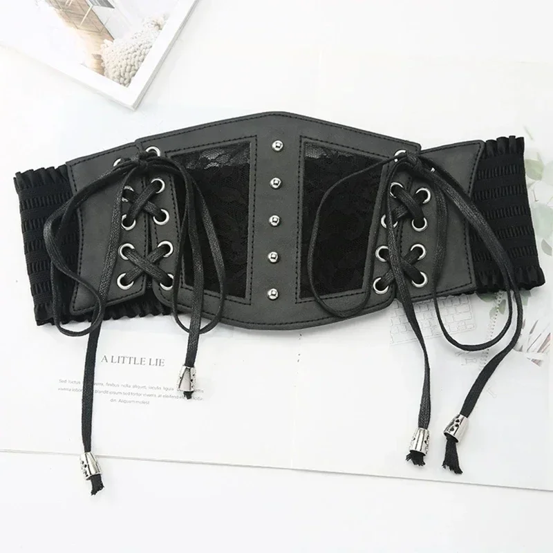 Ladies's Retro Pin Buckle Elastic Lace Corset Belts Cummerbunds Goth Punk Dress Corset Belt For Women On Shirt Dress Girdle Cors image 6