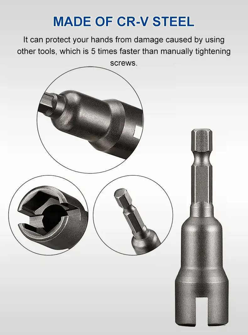 Natural Slotted Butterfly Hole Socket Wrench with 65/80mm Hexagonal Handle Electric Screwdriver Wing Nut Socket Tool for Home Re